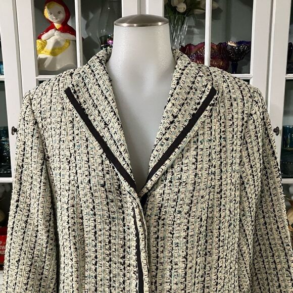 Doncaster Blazer Silk Blend Size 14 Cream Teal Black - Picture 3 of 10
